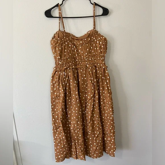 Maurices Tan Dress with White Dots - Picture 2 of 3
